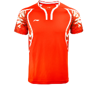 李宁(LI-NING) 运动服吸汗速干舒适透气羽毛球服 AAYL121-1 红色 M-3XL码  AAYL121-1