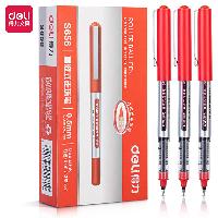 得力(deli) S656 12支/盒 直液笔中性笔 0.5mm子弹头签字 红色  得力(deli) S656 12支/盒 直液笔中性笔 0.5mm子弹头签字 红色
