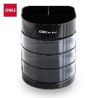 得力(deli) 三层多功能办公笔筒 创意桌面收纳盒 办公用品 黑色 9147  9147