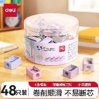 得力(deli) 48只桶装 卷笔刀铅笔削笔刀转笔刀 混色  0594