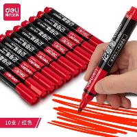 得力 6881 红色粗头物流油性记号笔大头笔 10支/盒  得力 6881 红色粗头物流油性记号笔大头笔 10支/盒