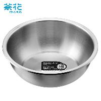 茶花 加厚304不锈钢盆28cm洗菜盆子汤盆和面盆多用盆洗衣盆洗脸盆  28cm