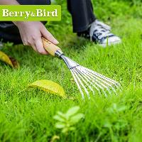 Berry&Bird 户外不锈钢草耙子搂草树叶庭院打扫落叶长柄扒工具BB园艺工具 草耙  草耙