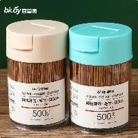 百草园 翻盖碳化一次性牙签 竹签 家用双头 桶装 2盒 共1000支  百草园 翻盖碳化一次性牙签 竹签 家用双头 桶装 2盒 共1000支