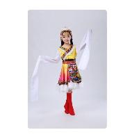 儿童藏族舞蹈演出服装黄色水袖 110cm  儿童藏族舞蹈演出服装黄色水袖 110cm