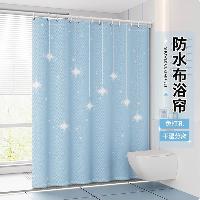 韩娜 浴帘加厚涤纶布 蓝漫天星辰 套装 120宽*180高+1.1杆 环  韩娜 浴帘加厚涤纶布 蓝漫天星辰 套装 120宽*180高+1.1杆 环