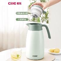 希乐 大容量保温壶内外304不锈钢易清洗 雪球白 1.5L  希乐 大容量保温壶内外304不锈钢易清洗 雪球白 1.5L